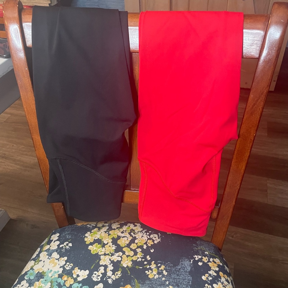 LOT 2 Pair SPANX Black and Red Leggings